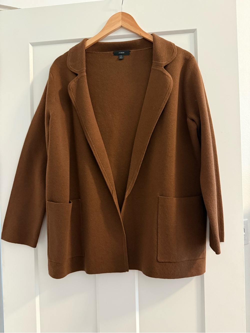 J. Crew Chocolate Brown Open Front Knit Blazer